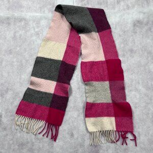 Charter Club Luxury w FLAWS 100% Cashmere Pink Gray Check Scarf 50.5" x 9"